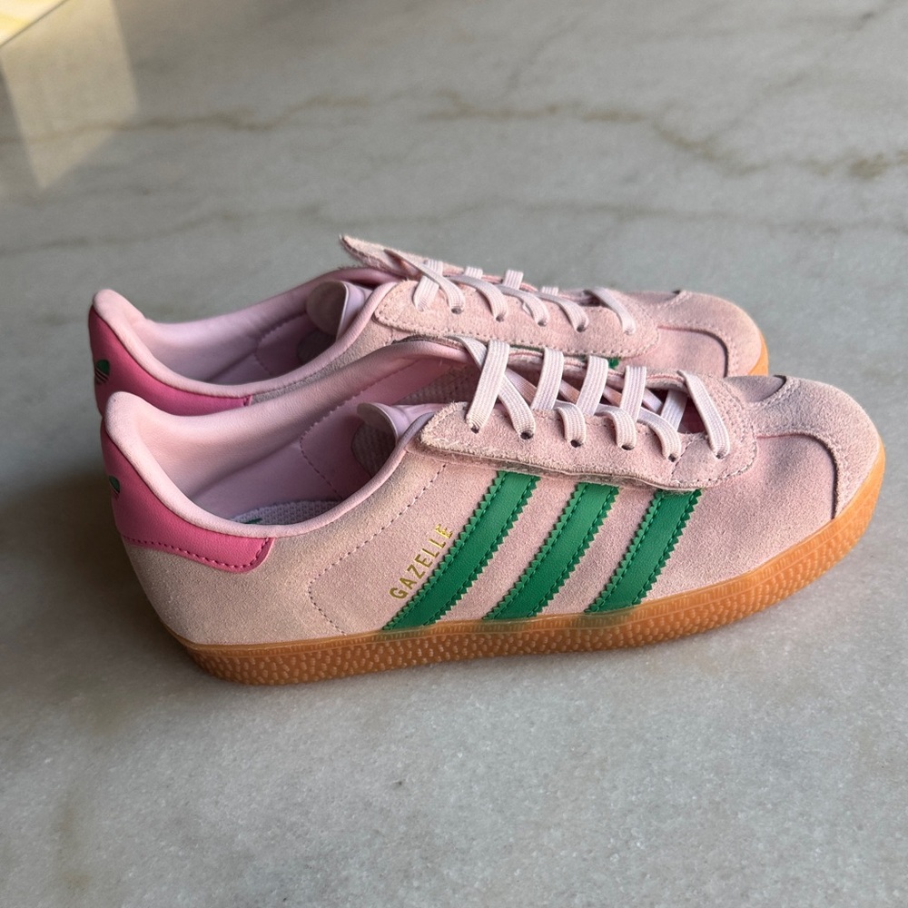 Adidas Gazelle Pink with Green Stripes